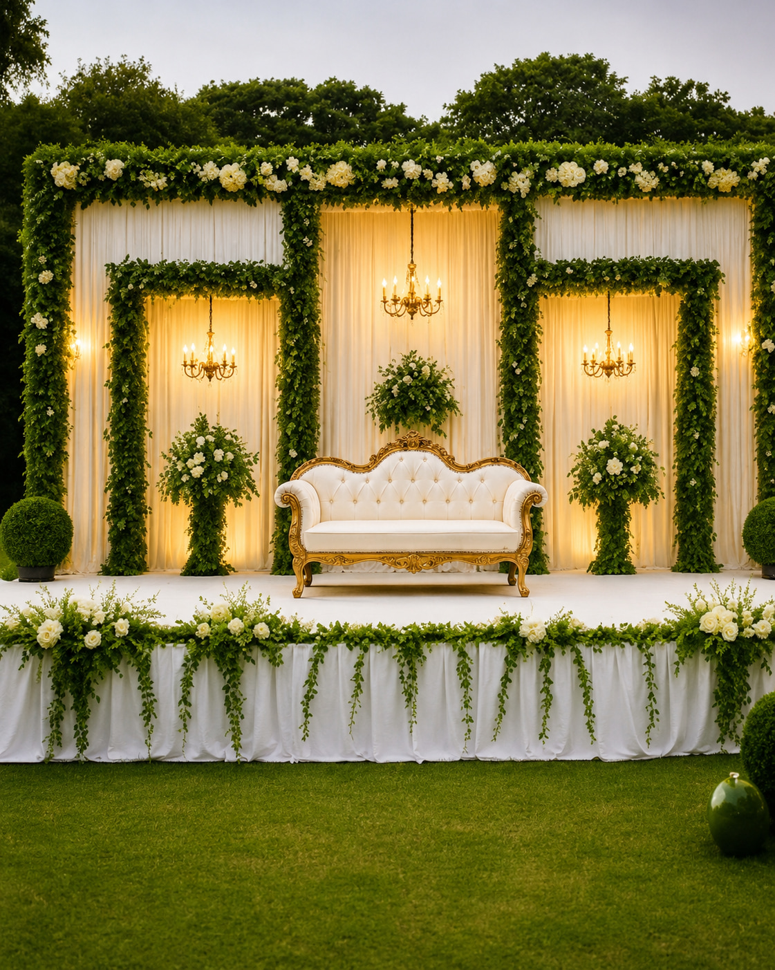 Elegant Garden Wedding Stage Backdrop