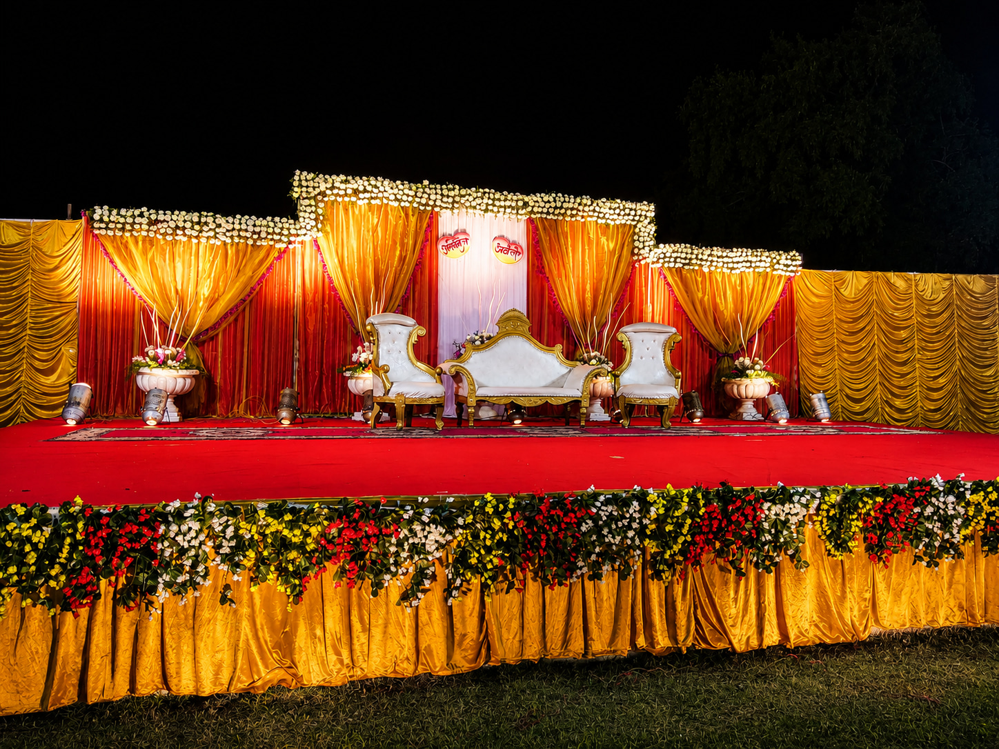 Ornate Wedding Stage Under Night Sky