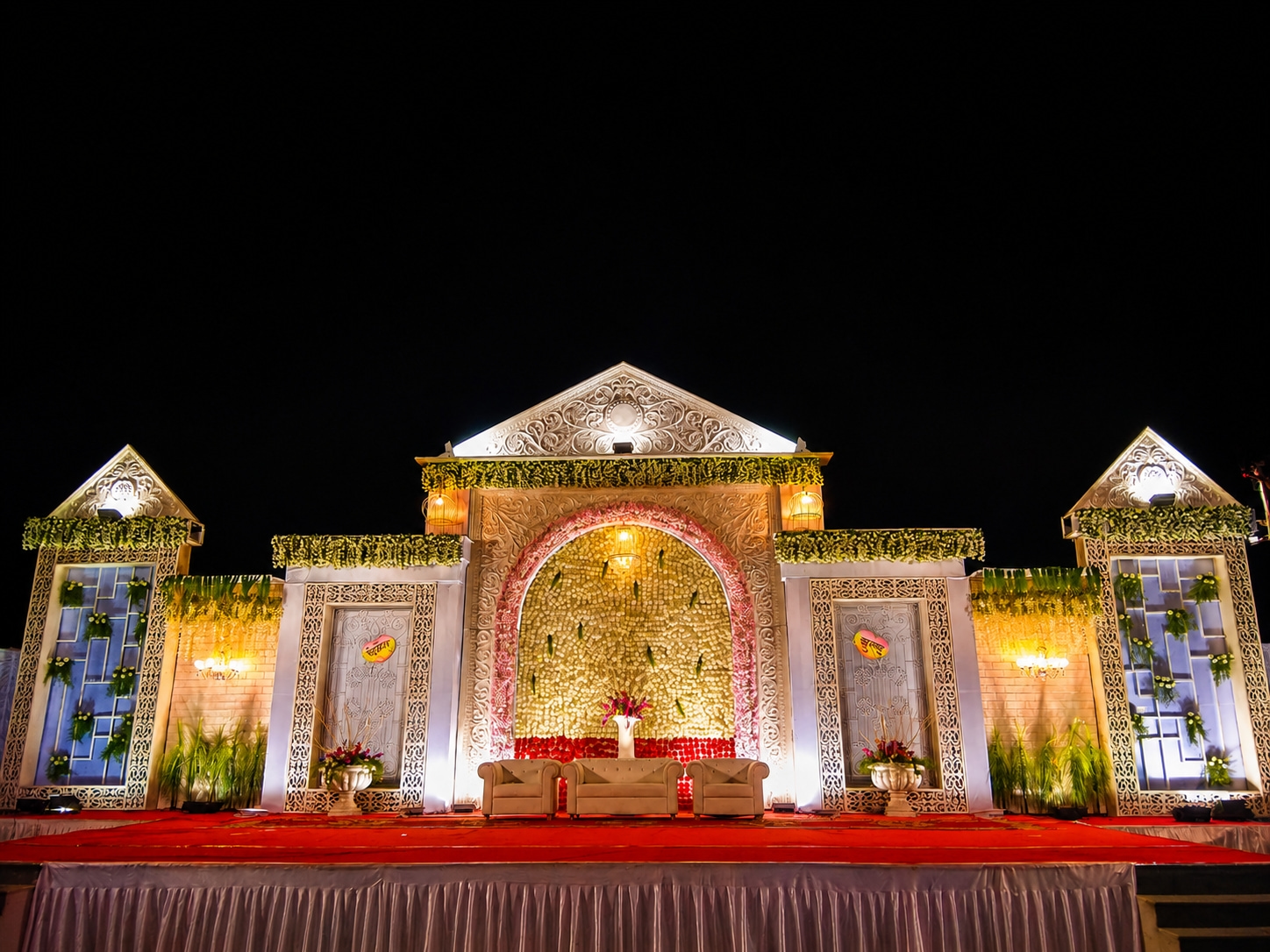 Elaborate Wedding Stage Under the Stars