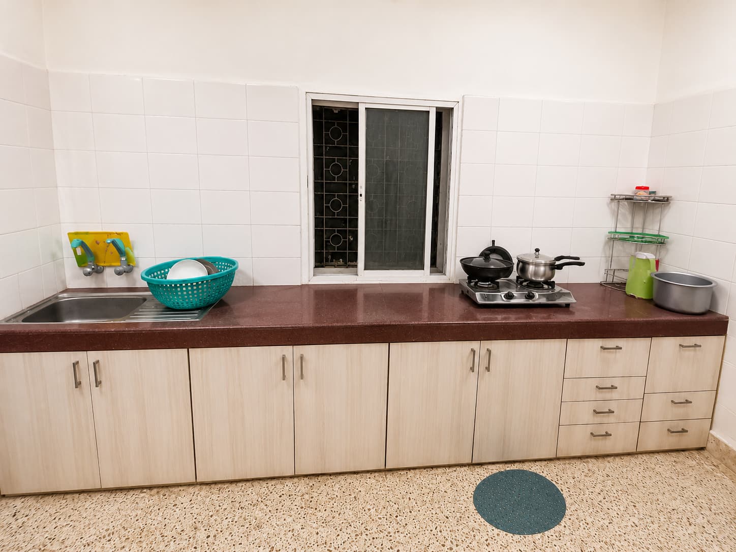 Bright and tidy shared kitchen interior