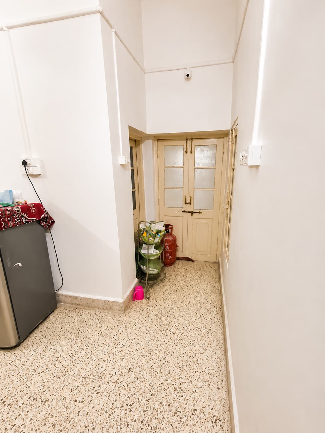 Neutral-toned utility hallway