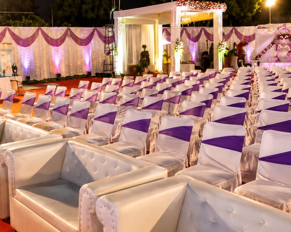 Grand Indian Wedding Lawn Venue at Night