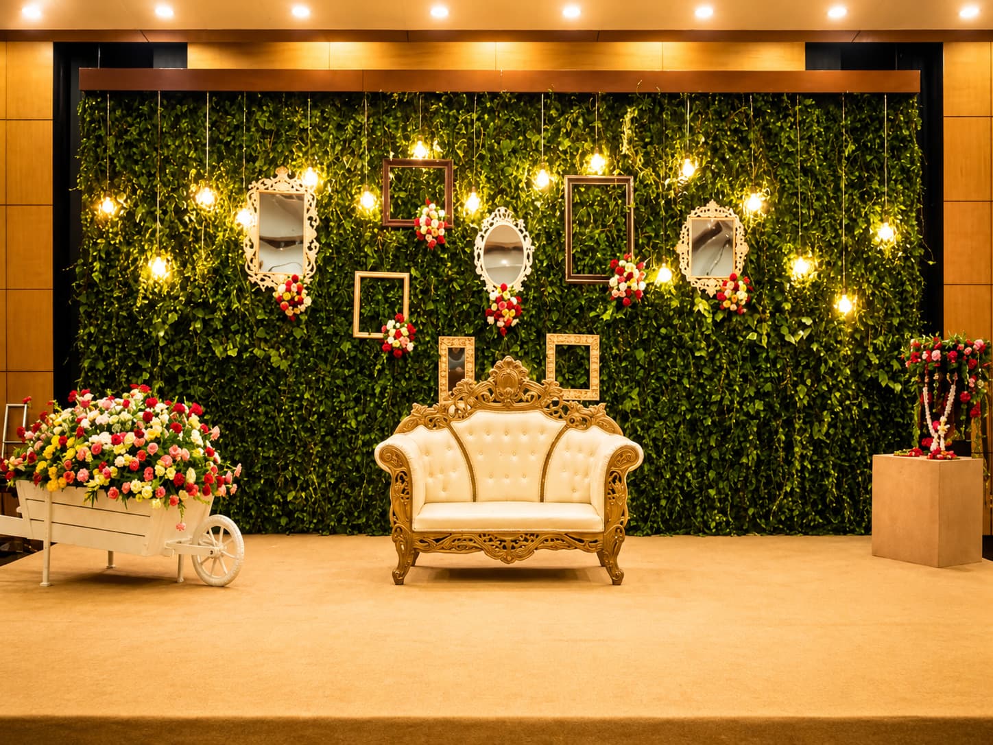 Elegant Wedding Stage with Ornate Sofa